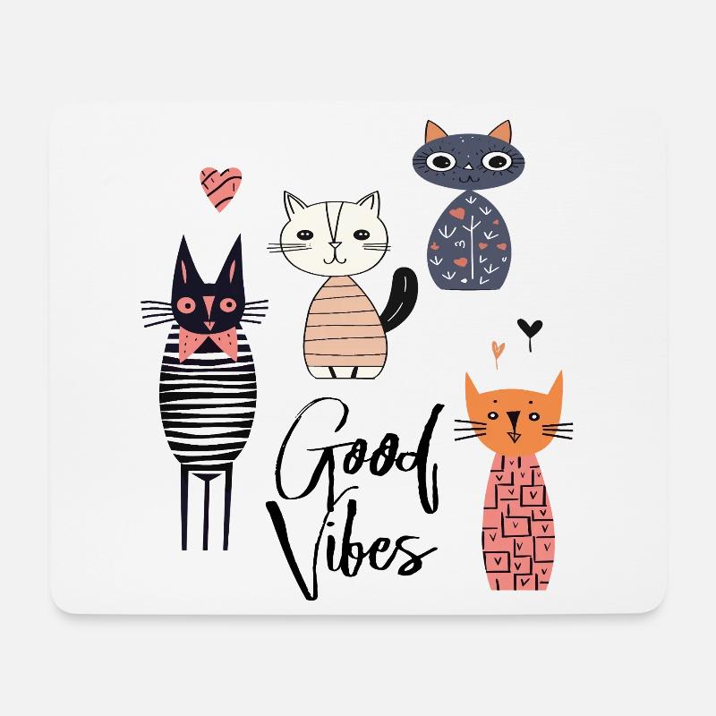 Katzen Gute Laune - Mousepad (Querformat) - Weiß
