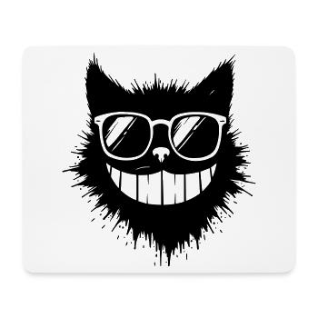 Cartoon cat with sunglasses on a grin - Mouse Pad (horizontal) - white - Front