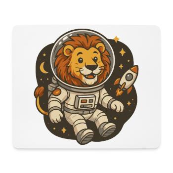 Lion en costume d'astronaute avec fusée - Tapis de souris (format paysage) - blanc - Devant