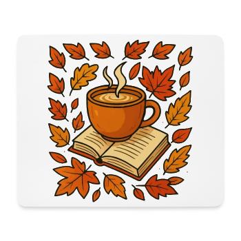 Autumn Harvest: Coffee & Book - Mouse Pad (horizontal) - white - Front