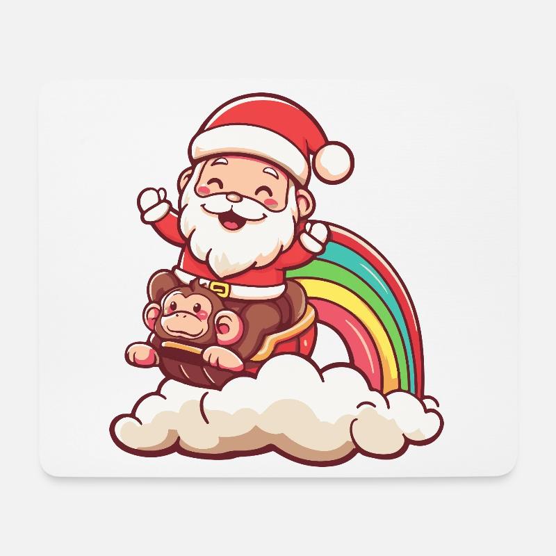 Affe Weihnachtsmann Weihnachten - Mousepad (Querformat) - Weiß