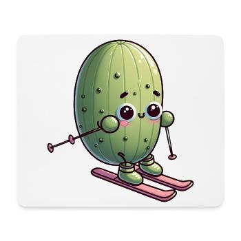 Skiender Kaktus Kawaii Winter Humor - Mouse Pad (horizontal) - white - Front