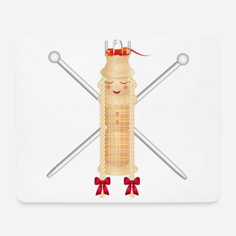 Knitting Doll with Knitting Needles – Creative Motif - Mouse Pad (horizontal) - white