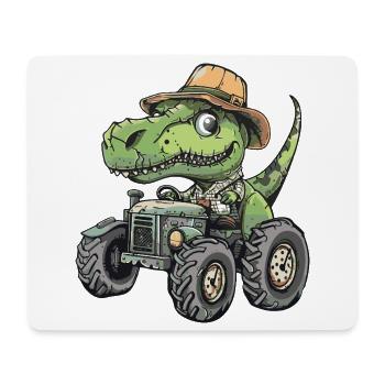 Dinosaure T-Rex Tracteur Agriculteur - Tapis de souris (format paysage) - blanc - Devant