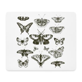 Papillons dessinés à la main vintage - Tapis de souris (format paysage) - blanc - Devant