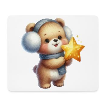 Ours douillet avec Star Wish - Tapis de souris (format paysage) - blanc - Devant