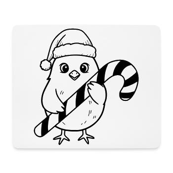 Cute Christmas Bird with Candy Cane Illustration - Mouse Pad (horizontal) - white - Front