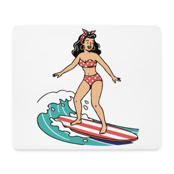 Pin-up-Mädchen auf dem Surfbrett - Mousepad (Querformat) - Weiß - Vorne
