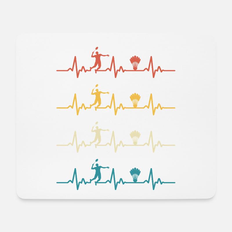 Badminton Herzschlag Retro Badminton - Mousepad (Querformat) - Weiß