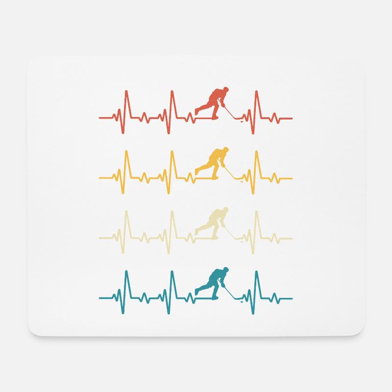 Retro Heartbeat Hockey - Mousepad (Querformat) - Weiß