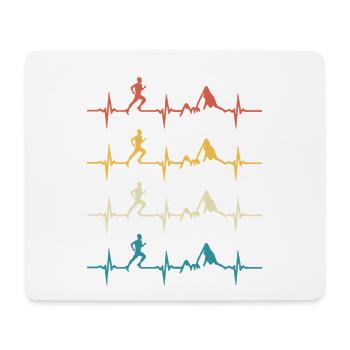 Trail running retro heartbeat jogging mountain run - Mouse Pad (horizontal) - white - Front