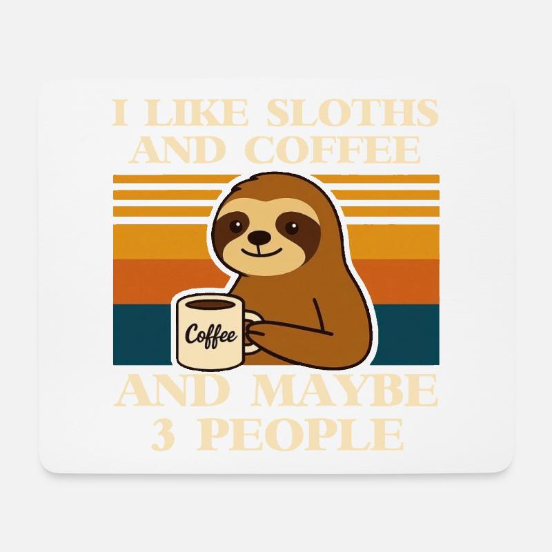 Faultier Kaffee Spruch Retro Humor Sloth Tier  - Mousepad (Querformat) - Weiß