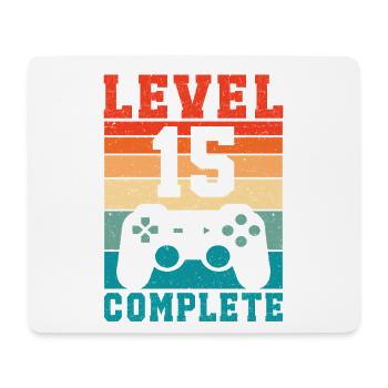 15th Birthday Level 15 Complete 15 Years Gamer - Mouse Pad (horizontal) - white - Front