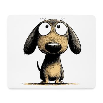 Googly Eyes Dachshund Dog Cartoon Art - Mouse Pad (horizontal) - white - Front
