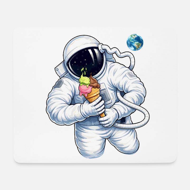 Astronaut mit Eiscreme im Weltall  - Mousepad (Querformat) - Weiß