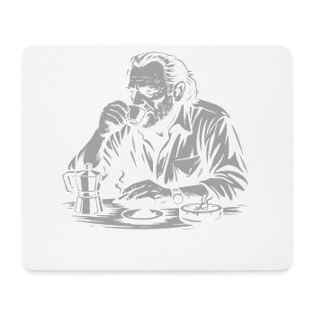 Charles Bukowski trinkt Kaffee im Café - Mousepad (Querformat) - Weiß - Vorne