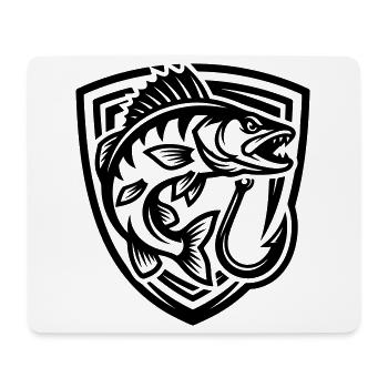 Hecht Fisch Angeln Wappen - Mousepad (Querformat) - Weiß - Vorne