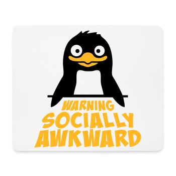 Pinguin Warning Socially Awkward Lustig Unbeholfen - Mousepad (Querformat) - Weiß - Vorne