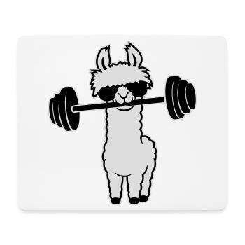 Cool Lama Gewichtheber Langhantel Sonnenbrille Gym - Mousepad (Querformat) - Weiß - Vorne