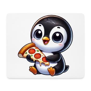 Cute Penguin Cartoon Pizza Love - Mouse Pad (horizontal) - white - Front