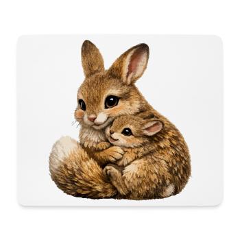 Hare hug mother and cub - Mouse Pad (horizontal) - white - Front