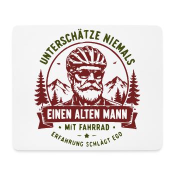 Unterschätze niemals alten Mann mit Fahrrad - Mousepad (Querformat) - Weiß - Vorne