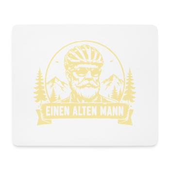 Alter Mann mit Fahrrad Emblem - Mousepad (Querformat) - Weiß - Vorne