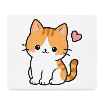 Cute Kawaii Kitten With Pink Heart - Mouse Pad (horizontal) - white - Front