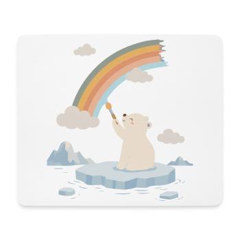 L’ours polaire peint un arc-en-ciel - Tapis de souris (format paysage) - blanc - Devant
