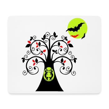 Baum mit Eule Halloween - Mousepad (Querformat) - Weiß - Vorne