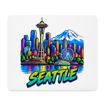 Seattle Neon Skyline - Mousepad (Querformat) - Weiß - Vorne