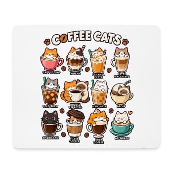 Katzenkaffee Kollektion: Kaffeekatzen - Mousepad (Querformat) - Weiß - Vorne