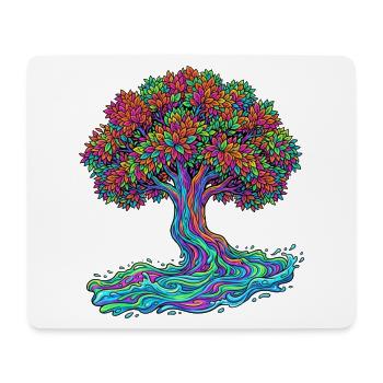 Baum des Lebens – Psychedelic Regenbogen Motiv - Mousepad (Querformat) - Weiß - Vorne