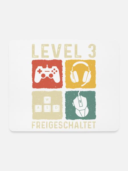 Level 3 freigeschaltet 3. Geburtstag 3 Jahre - Mousepad (Querformat) - Weiß