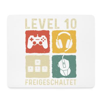 Level 10 freigeschaltet 10. Geburtstag 10 Jahre - Mousepad (Querformat) - Weiß - Vorne