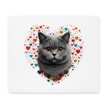 Katze Herzkunst: bunte Herzen - Mousepad (Querformat) - Weiß - Vorne