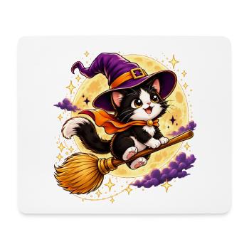 Hexen Katze im Mondschein Halloween - Mousepad (Querformat) - Weiß - Vorne