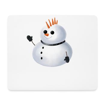Punk Schneemann - Irokese aus Karotten - Mousepad (Querformat) - Weiß - Vorne