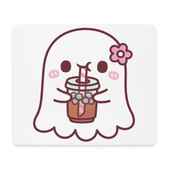 Süßer Geist mit rosa Blume trinkt Eiskaffee - Mousepad (Querformat) - Weiß - Vorne