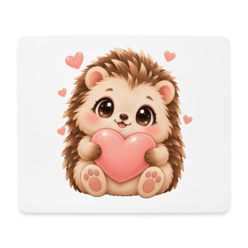 Igel und Herzmotiv - Mousepad (Querformat) - Weiß - Vorne