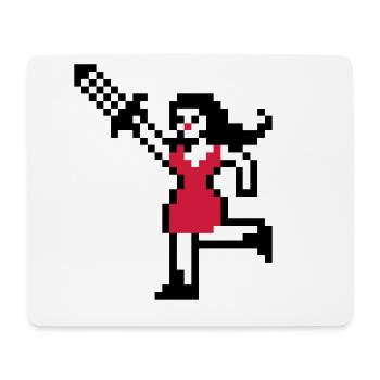 Pixel Girl mit Schwert - Mousepad (Querformat) - Weiß - Vorne