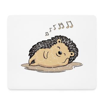 Igel, Igel entspannen und Musik genießen - Mousepad (Querformat) - Weiß - Vorne