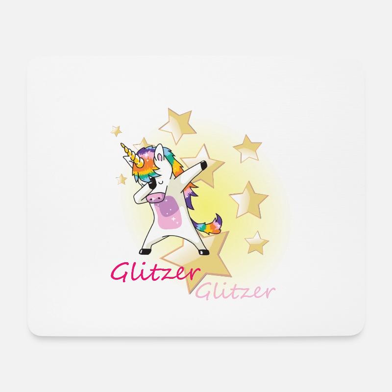 Einhorn Glitzer Sterne Dab - Mousepad (Querformat) - Weiß