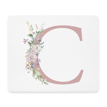C Monogramme, Floral, Personnalisable - Tapis de souris (format paysage) - blanc - Devant