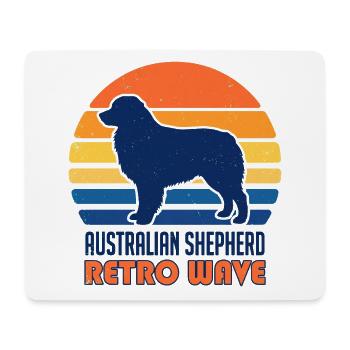 Retro Wave Aussie: Vintage Australian Shepherd - Mouse Pad (horizontal) - white - Front