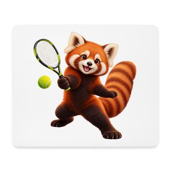 Tennis gegen Red Panda - Mousepad (Querformat) - Weiß - Vorne