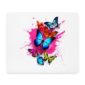 Schmetterling Butterfly Splash Bunt Farben Pink - Mousepad (Querformat) - Weiß - Vorne