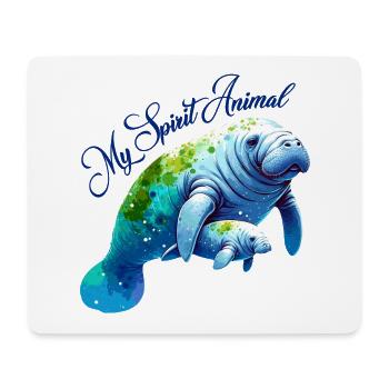 Seekuh mit Kalb - Mousepad (Querformat) - Weiß - Vorne