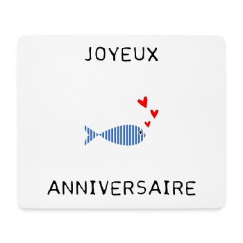 JOYEUX ANNIVERSAIRE. HAPPY BIRTHDAY. ANNIVERSAIRE. - Tapis de souris (format paysage) - blanc - Devant