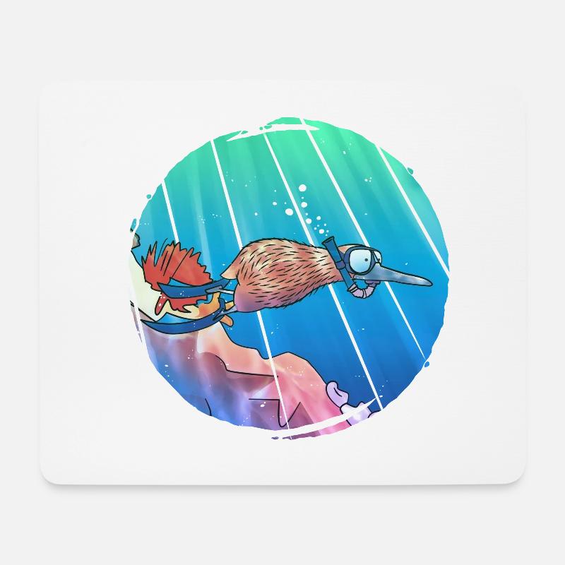 Kiwi Taucher - Mousepad (Querformat) - Weiß